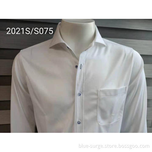 Square Collar White Garment Men's Office Shirts